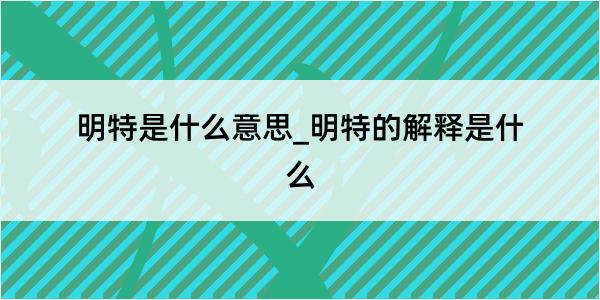 明特是什么意思_明特的解释是什么