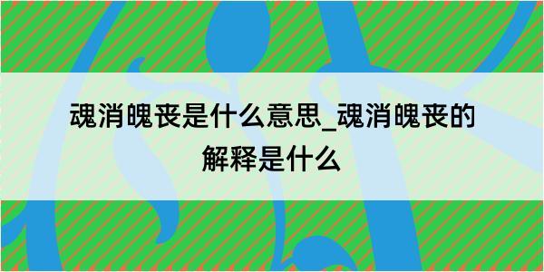 魂消魄丧是什么意思_魂消魄丧的解释是什么