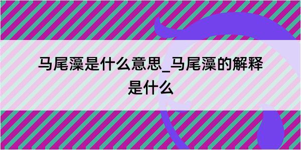 马尾藻是什么意思_马尾藻的解释是什么