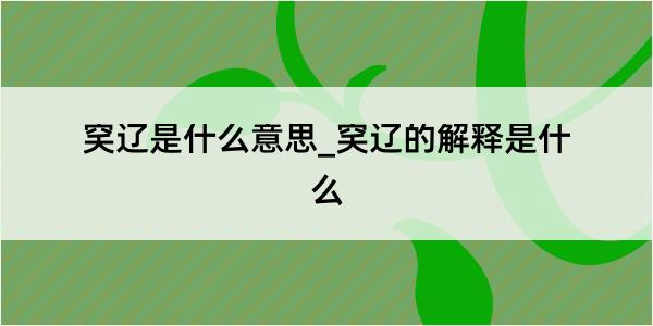 穾辽是什么意思_穾辽的解释是什么