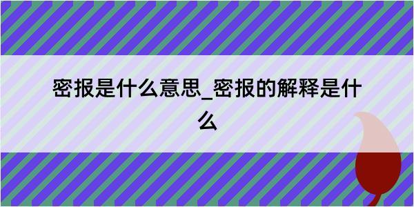 密报是什么意思_密报的解释是什么