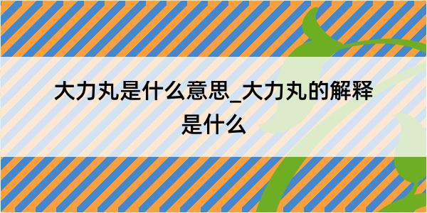 大力丸是什么意思_大力丸的解释是什么