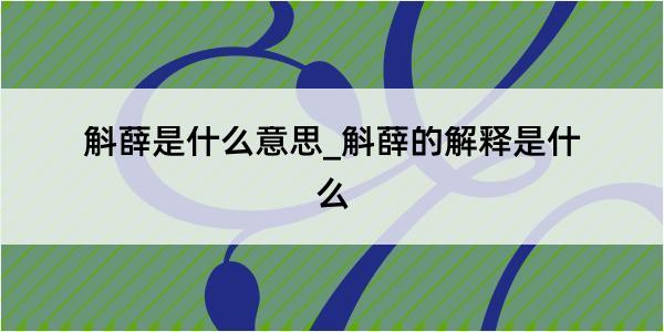 斛薛是什么意思_斛薛的解释是什么