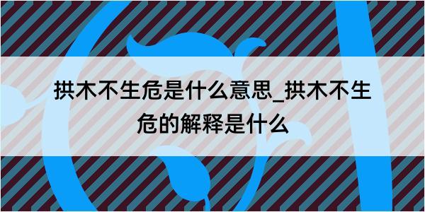 拱木不生危是什么意思_拱木不生危的解释是什么