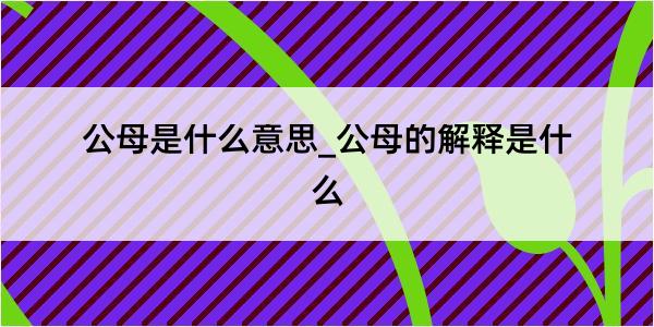 公母是什么意思_公母的解释是什么