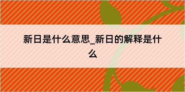 新日是什么意思_新日的解释是什么