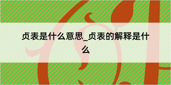 贞表是什么意思_贞表的解释是什么