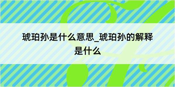 琥珀孙是什么意思_琥珀孙的解释是什么