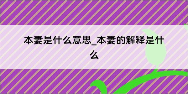 本妻是什么意思_本妻的解释是什么