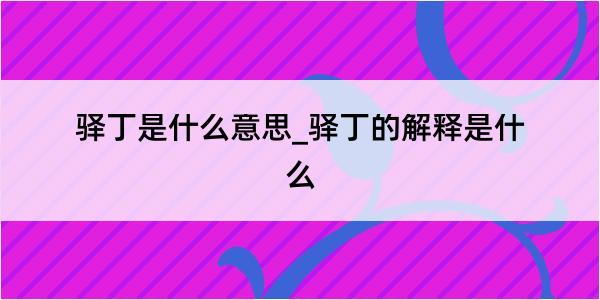 驿丁是什么意思_驿丁的解释是什么