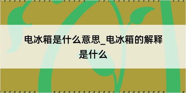 电冰箱是什么意思_电冰箱的解释是什么