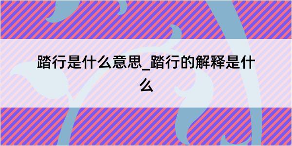 踏行是什么意思_踏行的解释是什么