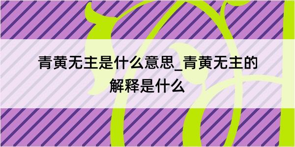 青黄无主是什么意思_青黄无主的解释是什么