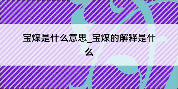 宝煤是什么意思_宝煤的解释是什么