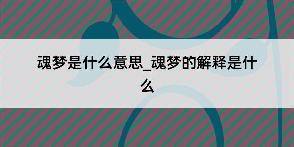 魂梦是什么意思_魂梦的解释是什么