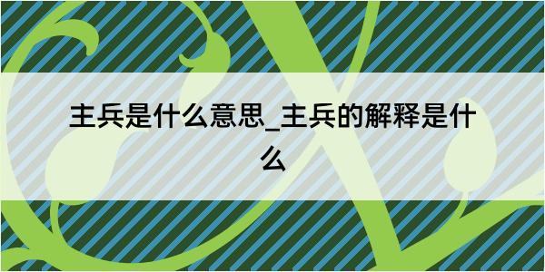 主兵是什么意思_主兵的解释是什么