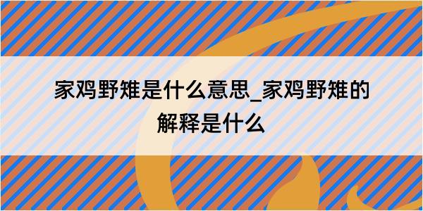 家鸡野雉是什么意思_家鸡野雉的解释是什么