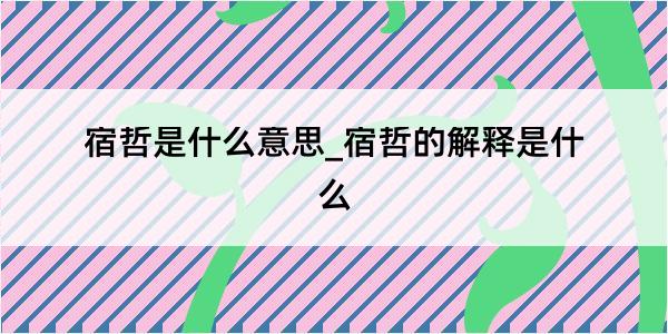 宿哲是什么意思_宿哲的解释是什么