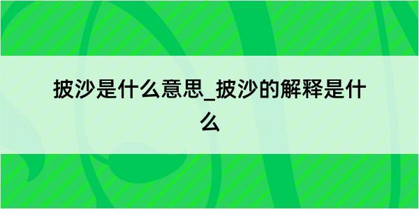 披沙是什么意思_披沙的解释是什么