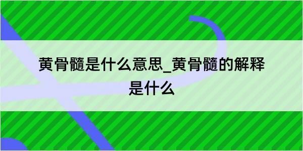 黄骨髓是什么意思_黄骨髓的解释是什么