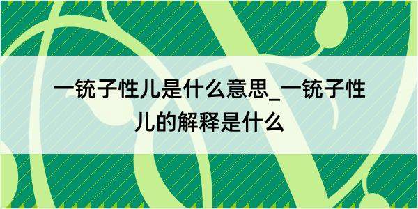 一铳子性儿是什么意思_一铳子性儿的解释是什么