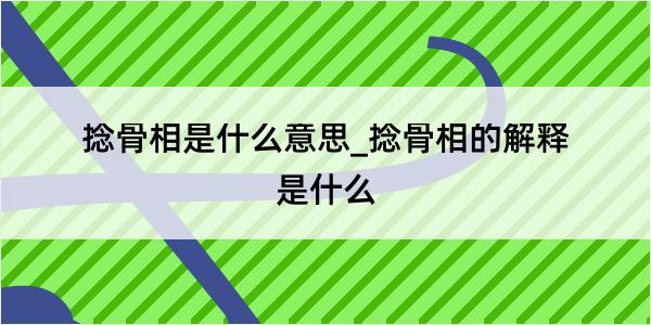 捻骨相是什么意思_捻骨相的解释是什么