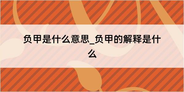 负甲是什么意思_负甲的解释是什么