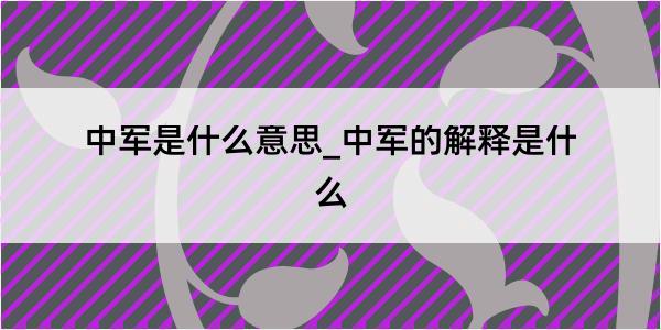 中军是什么意思_中军的解释是什么