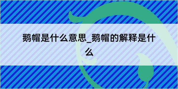 鹅帽是什么意思_鹅帽的解释是什么