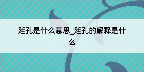 廷孔是什么意思_廷孔的解释是什么