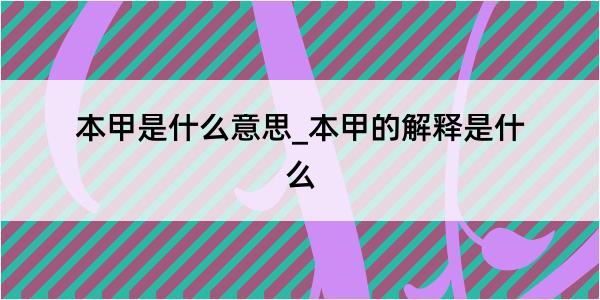 本甲是什么意思_本甲的解释是什么