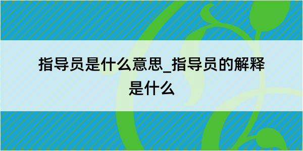 指导员是什么意思_指导员的解释是什么