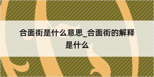 合面街是什么意思_合面街的解释是什么