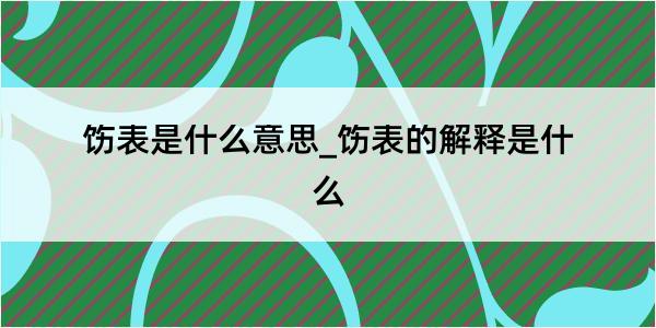 饬表是什么意思_饬表的解释是什么