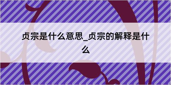 贞宗是什么意思_贞宗的解释是什么