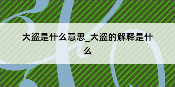 大盗是什么意思_大盗的解释是什么