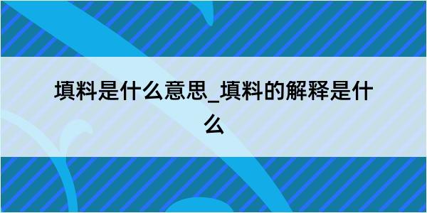 填料是什么意思_填料的解释是什么