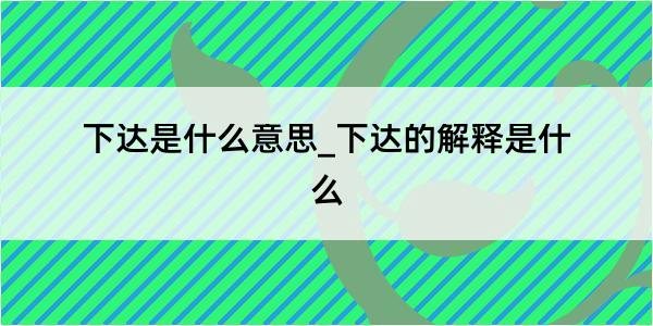 下达是什么意思_下达的解释是什么