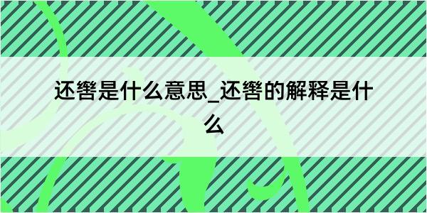 还辔是什么意思_还辔的解释是什么