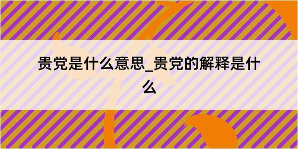 贵党是什么意思_贵党的解释是什么