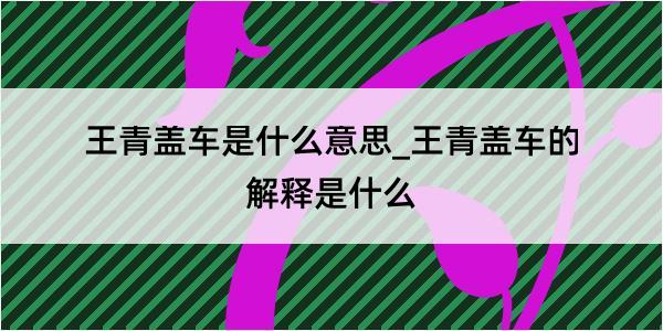 王青盖车是什么意思_王青盖车的解释是什么