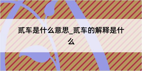 贰车是什么意思_贰车的解释是什么