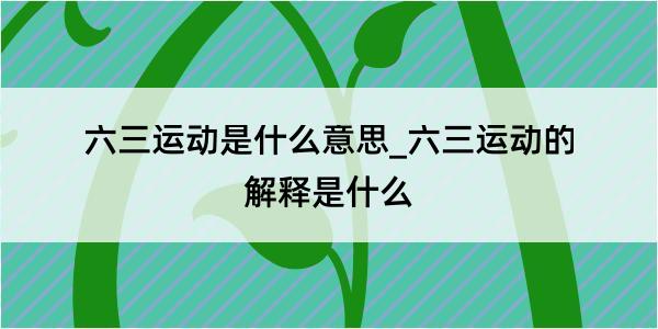 六三运动是什么意思_六三运动的解释是什么