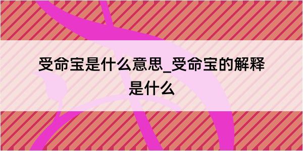 受命宝是什么意思_受命宝的解释是什么