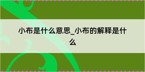 小布是什么意思_小布的解释是什么