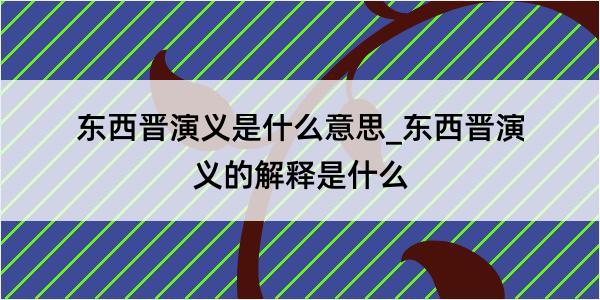 东西晋演义是什么意思_东西晋演义的解释是什么