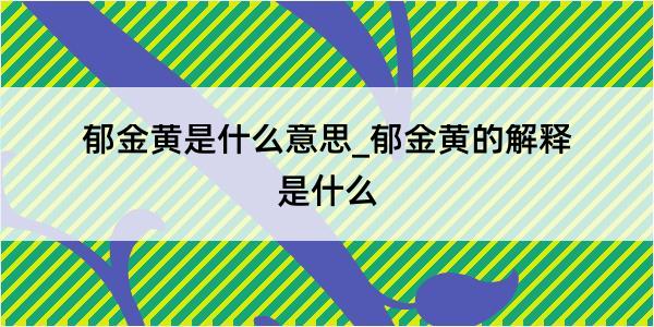 郁金黄是什么意思_郁金黄的解释是什么