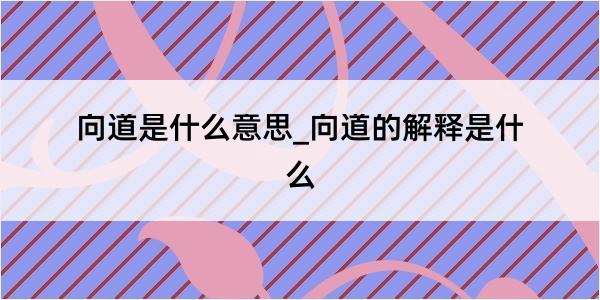 向道是什么意思_向道的解释是什么