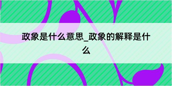 政象是什么意思_政象的解释是什么