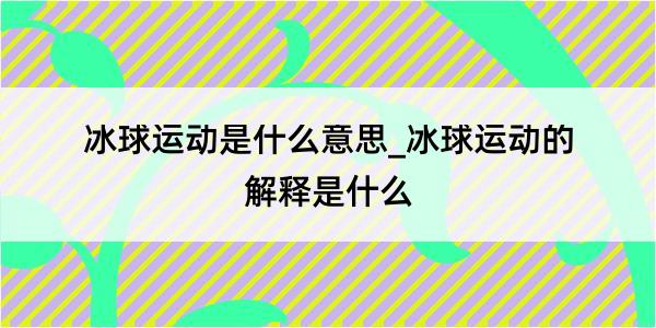 冰球运动是什么意思_冰球运动的解释是什么